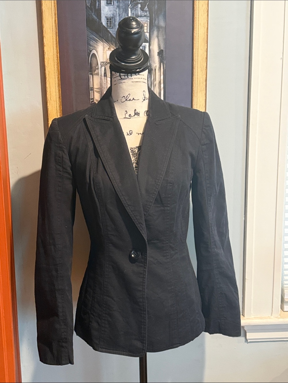 Express Black Single-Button Tailored Blazer (6)